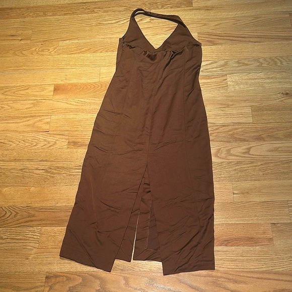 Zara Brown Satin Halter Neck Dress Size S - Picture 5 of 9